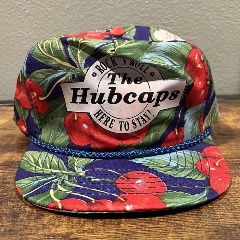 Vintage THE HUBCAPS CONCERT SNAPBACK ROPE HAT Trucker Tour Rock Floral CAP RARE